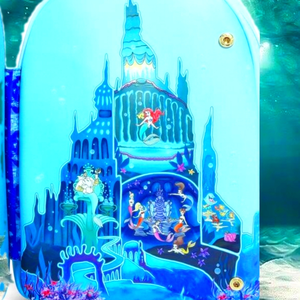 Loungefly The Little mermaid🧜‍♀️Castle Mini Backpack, Card Holder and charm! - Picture 4 of 13